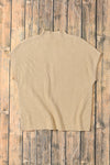 Oatmeal Patch Pocket Ribbed Knit Short Sleeve Sweater-Tops-MomFashion