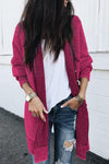 Rose Plaid Knitted Long Open Front Cardigan-Tops-MomFashion