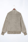 Apricot Chunky Waffle Knit Oversized Collar Cardigan-Tops-MomFashion