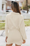 Beige Button Pockets Drawstring Waist Dress-Dresses-MomFashion