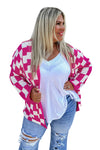 Bonbon Checkered Pattern Open Front Plus Size Cardigan-Plus Size-MomFashion