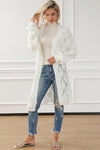 White Rhombus Hollowed Knit Open Front Cardigan-Tops-MomFashion