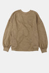 Khaki Exposed Seam Twist Open Back Oversized Sweatshirt-Tops-MomFashion