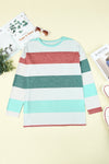 Green Plus Size Colorblock Pullover Top-Plus Size-MomFashion