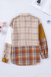 Gold Brick Plus Size Plaid Patchwork Button up Shacket-Plus Size-MomFashion