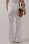 Bright White Heavy Distressed Straight Leg Jeans-Bottoms-MomFashion