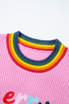 Bonbon Merry & Bright Colorful Stripes Trim Sweater-Tops-MomFashion