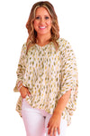 Yellow Printed Printed 3/4 Dolman Sleeve Plus Size Blouse-Plus Size-MomFashion