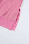 Pink Drop Shoulder Ribbed Trim Oversized Sweatshirt-Tops-MomFashion