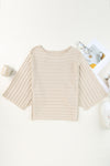 Apricot Exposed Seam Ribbed Knit Dolman Sweater-Tops-MomFashion