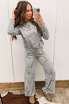 Gray Cowgirl Boots Printed Long Sleeve Top Pants Lounge Set-Loungewear & Sleepwear/Loungewear-MomFashion