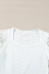 White Frenchy Contrast Lace Bishop Sleeve Bodysuit-Tops-MomFashion