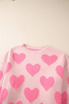 Light Pink Valentine’s Day Heart Jacquard Knit Sweater-Tops-MomFashion