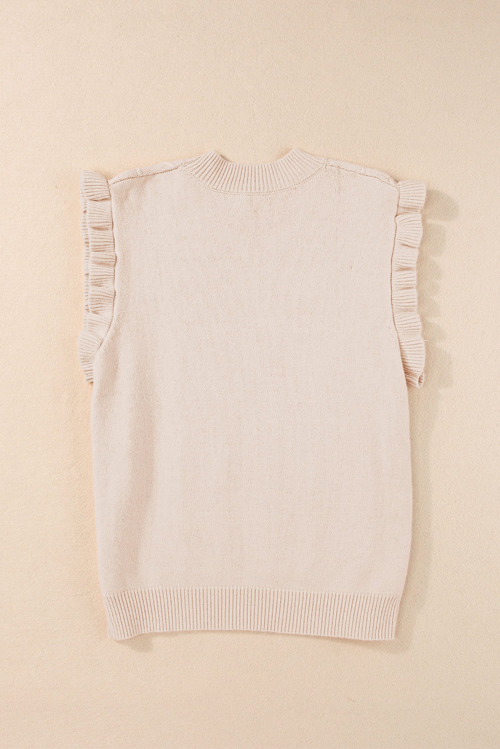 Parchment Cable Knit Mock Neck Cap Sleeve Sweater-Tops-MomFashion