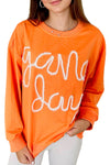 Carrot Contrast Game Day Graphic Casual Top-Tops-MomFashion