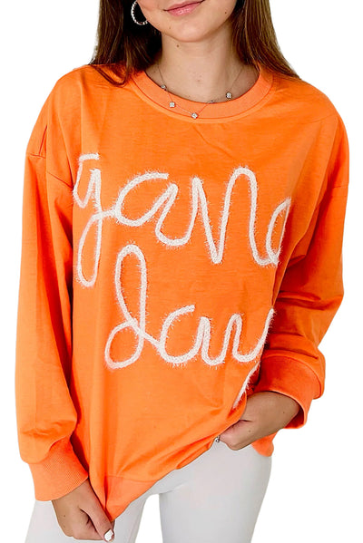 Carrot Contrast Game Day Graphic Casual Top-Tops-MomFashion