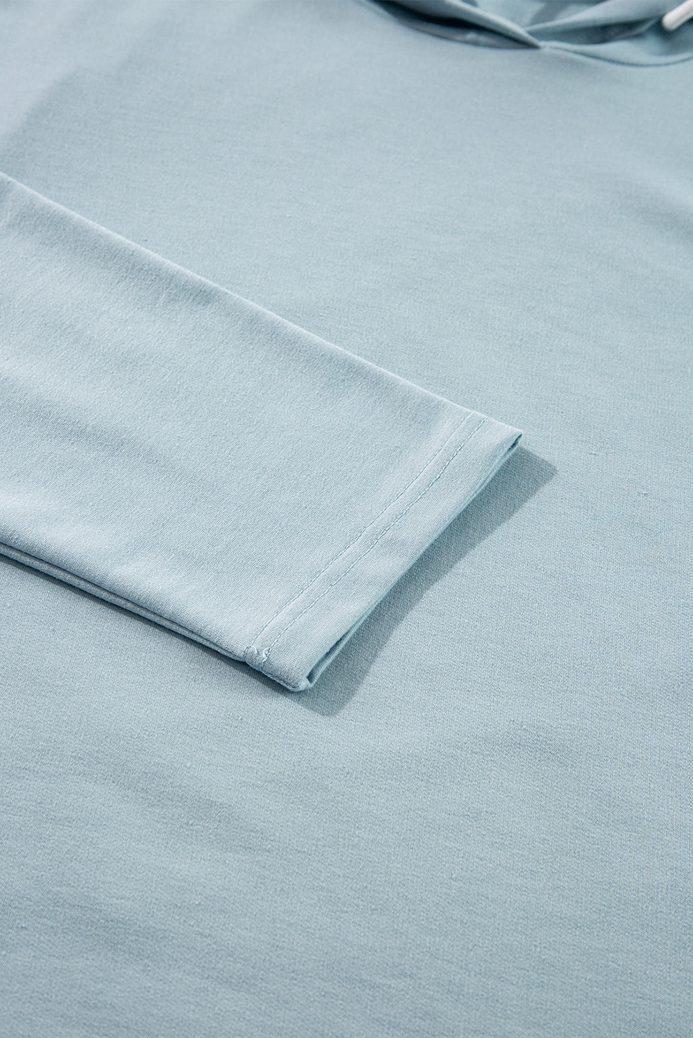 Iceland Blue Solid Ruffled Hem Loose Fit Tunic Hoodie-Tops/Sweatshirts & Hoodies-MomFashion