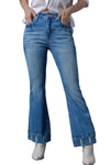 Sky Blue Slight Distressed Medium Wash Flare Jeans-Bottoms-MomFashion