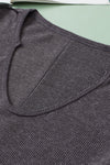 Gray Oversized Drop Shoulder Thermal Knit Top-Tops-MomFashion