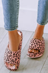 Pink Leopard Print Thick Sole Slip On Slippers-Shoes & Bags-MomFashion