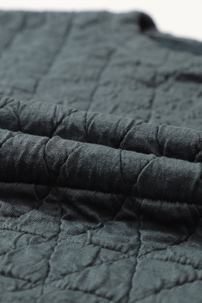 Dark Grey Solid Quilted Pullover and Pants Outfit-Loungewear-MomFashion