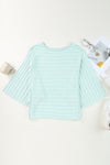 Green Exposed Seam Ribbed Knit Dolman Top-Tops-MomFashion