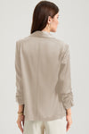 Apricot Solid Lapel Collar Satin Blazer-Outerwear-MomFashion