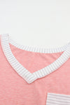 Striped Color Block Splicing Long Sleeve T Shirt-Tops-MomFashion