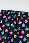 Navy Blue Colorful Christmas Lights Print Shirt and Pants Pajama Set-Loungewear & Sleepwear/Sleepwear-MomFashion