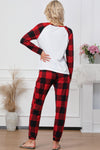 Fiery Red Plaid Merry Christmas Graphic Loungewear Set-Loungewear-MomFashion