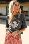 Gray WE TRUST IN DOLLY Western Fashion Graphic Tee-Graphic-MomFashion