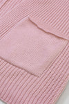 Pink Oversized Fold Over Sleeve Sweater Cardigan-Tops-MomFashion