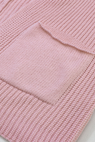 Pink Oversized Fold Over Sleeve Sweater Cardigan-Tops-MomFashion