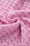 Pink Crochet Knit Drop Shoulder Sweater-Sweaters & Cardigans/Sweaters-MomFashion