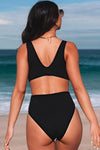 Black Slimmer Cutout One Piece Swimsuit-Swimwear-MomFashion