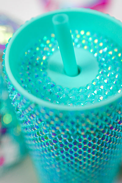 Green Full Rhinestone Straw Cup-Accessories-MomFashion