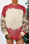 Fiery Red Tie Dye Leopard Drop Shoulder Sweatshirt-Tops-MomFashion