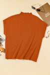 Gold Flame Patch Pocket Ribbed Knit Short Sleeve Sweater-Tops-MomFashion