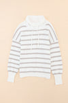 Cowl Neck Striped Print Drop Shoulder Sweater-Tops-MomFashion