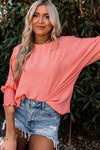 Pink Smocked Wrist Shift Top-Tops-MomFashion