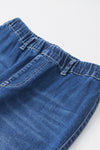 Blue Elastic High Waist Flare Jeans-Bottoms-MomFashion