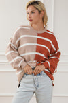 Brown Oversized Contrast Printed Dropped Shoulder Top-Tops-MomFashion