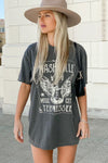 Gray Guitar Slogan Letter Graphic Print Oversized T Shirt-Graphic-MomFashion