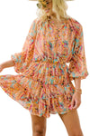 Multicolour Paisley Print Frilled Mini Dress-Dresses-MomFashion