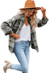 Medium Grey Plaid Flap Pockets Shacket-Outerwear-MomFashion