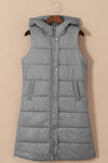 Dark Grey Hooded Long Quilted Vest Coat-Outerwear-MomFashion