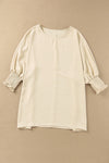 Apricot Smocked Wrist Shift Top-Tops-MomFashion