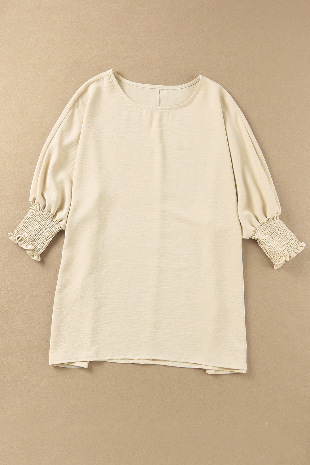 Apricot Smocked Wrist Shift Top-Tops-MomFashion