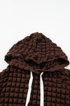 Dark Brown Bubble Textured Waffle Hoodie-Tops-MomFashion