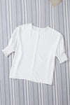 White Smocked Wrist Shift Top-Tops-MomFashion